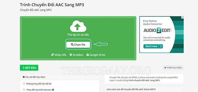 Chọn file AAC mà bạn muốn đổi thành đuôi .MP3