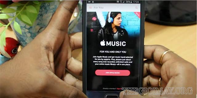 Nhấn Sign in để đăng nhập vào Apple Music