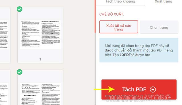 Chọn tách PDF 