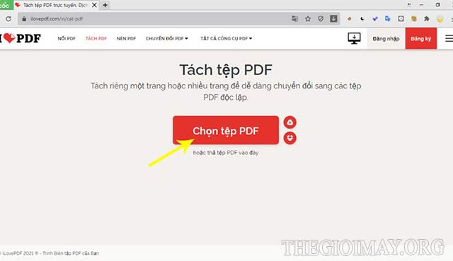 Chọn tệp PDF cần tách 