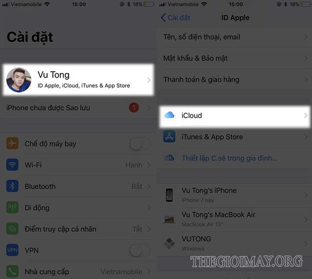 Hình minh họa bước 2 cách xóa toàn bộ danh bạ trên iphone